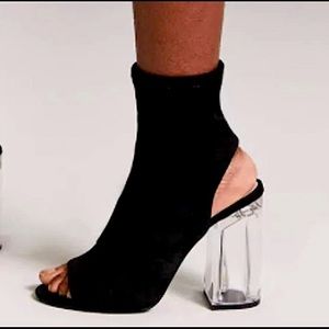 FOREVER 21 CLEAR HEELED PEEP TOE BOOTIES